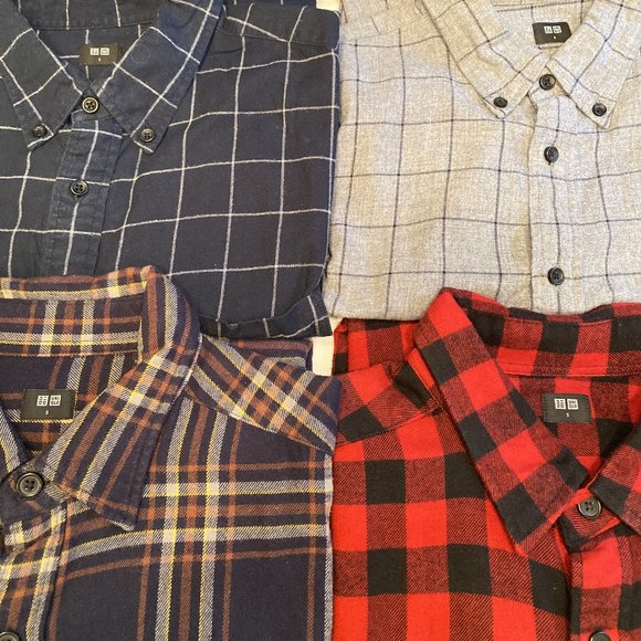 Lot of 7 Uniqlo Flannels Men Size Small Plaid Mix! - Picture 4 of 6